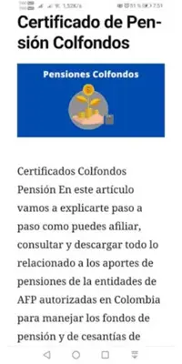 Certificados Colfondos android App screenshot 1